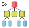 Flowchart icon that illustrates smarter decision making with the real-time data