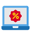 Desktop with percentage symbol - For optimized discounts and offers after an airline disruption