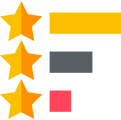 Three-star bulleted bar chart that represents the customer experience level