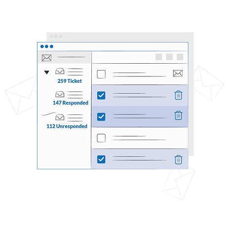 Airline ticketing screenshot with filters on ticket responded and unresponded on VoyagerAid