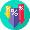 Down arrow bar chart representing the reduced number of support calls and messages during airline disruptions