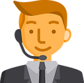 Seller icon with his microphone - Vector image