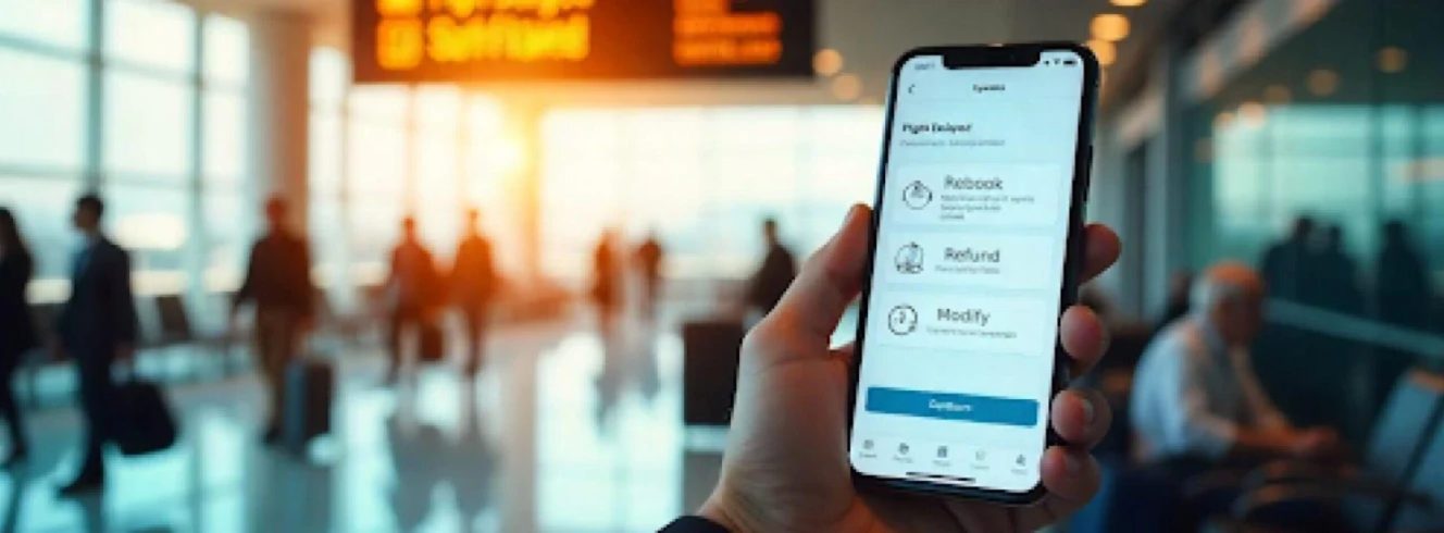 Airline self-service app automating rebooking, refunds, and modifications